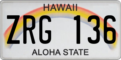 HI license plate ZRG136
