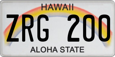 HI license plate ZRG200