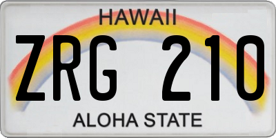 HI license plate ZRG210