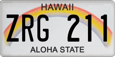 HI license plate ZRG211