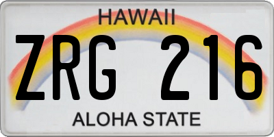 HI license plate ZRG216