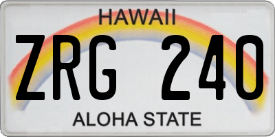 HI license plate ZRG240