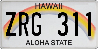 HI license plate ZRG311
