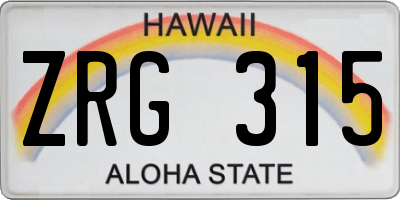 HI license plate ZRG315