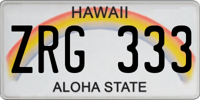 HI license plate ZRG333