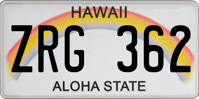 HI license plate ZRG362