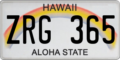 HI license plate ZRG365