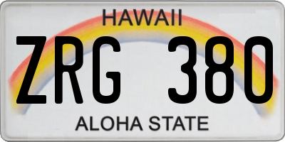 HI license plate ZRG380