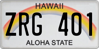 HI license plate ZRG401