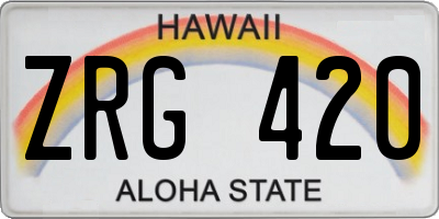 HI license plate ZRG420
