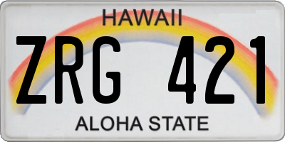 HI license plate ZRG421