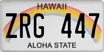 HI license plate ZRG447