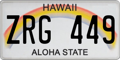 HI license plate ZRG449