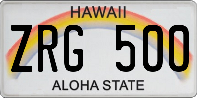 HI license plate ZRG500