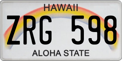 HI license plate ZRG598
