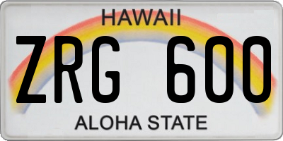 HI license plate ZRG600