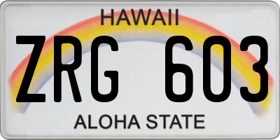 HI license plate ZRG603