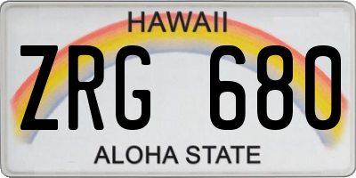 HI license plate ZRG680