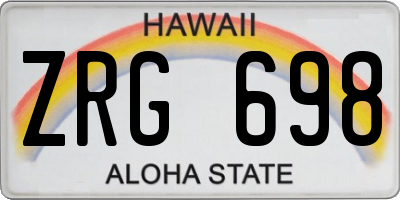 HI license plate ZRG698
