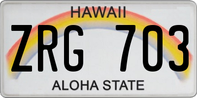 HI license plate ZRG703