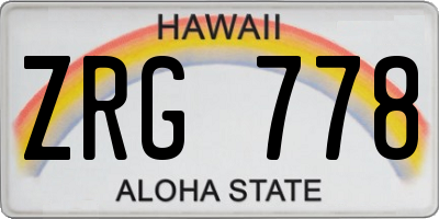 HI license plate ZRG778