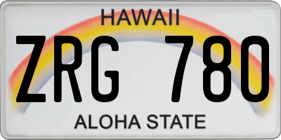 HI license plate ZRG780