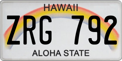 HI license plate ZRG792