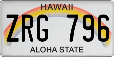 HI license plate ZRG796