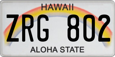 HI license plate ZRG802
