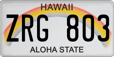 HI license plate ZRG803