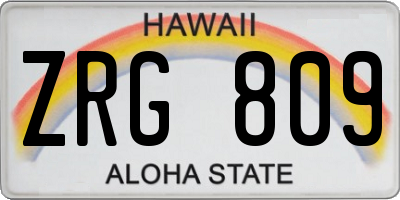 HI license plate ZRG809