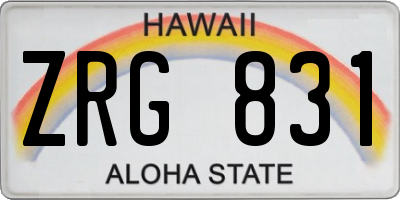 HI license plate ZRG831