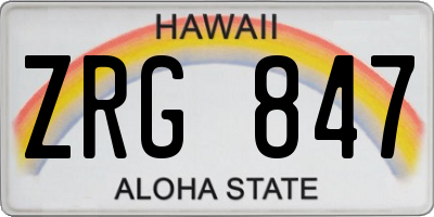 HI license plate ZRG847