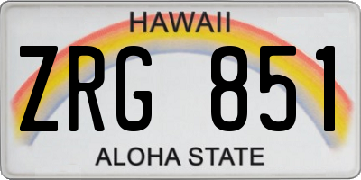 HI license plate ZRG851