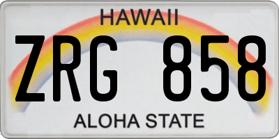 HI license plate ZRG858