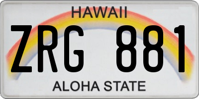HI license plate ZRG881