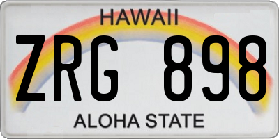 HI license plate ZRG898