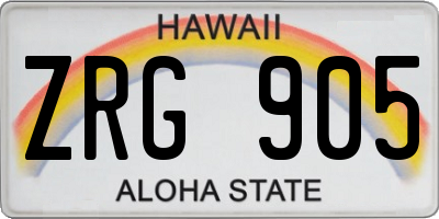 HI license plate ZRG905