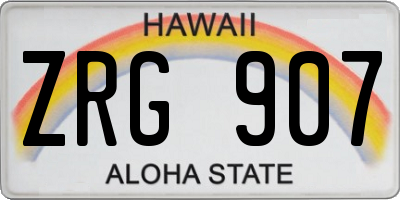 HI license plate ZRG907