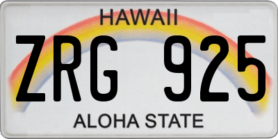 HI license plate ZRG925