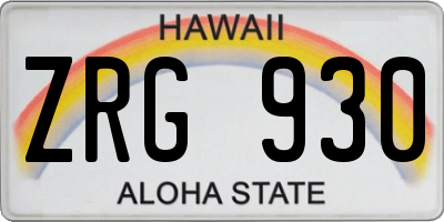 HI license plate ZRG930