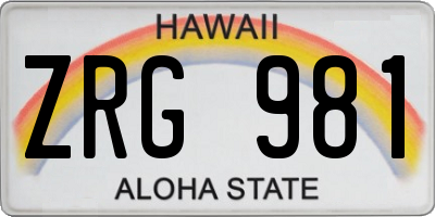 HI license plate ZRG981
