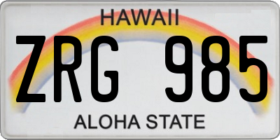 HI license plate ZRG985