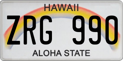 HI license plate ZRG990
