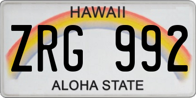 HI license plate ZRG992