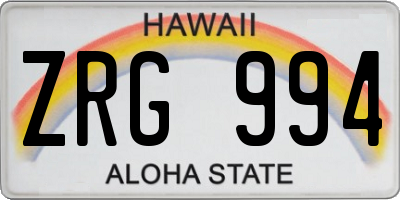 HI license plate ZRG994