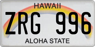 HI license plate ZRG996