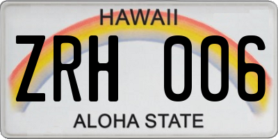 HI license plate ZRH006