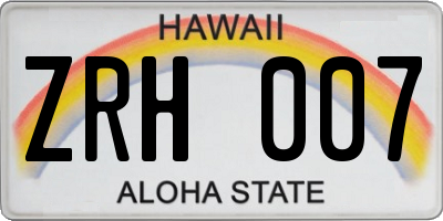 HI license plate ZRH007