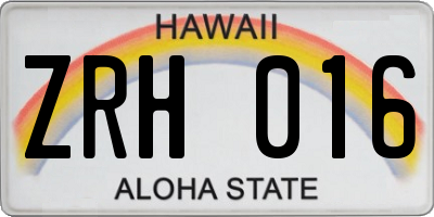 HI license plate ZRH016